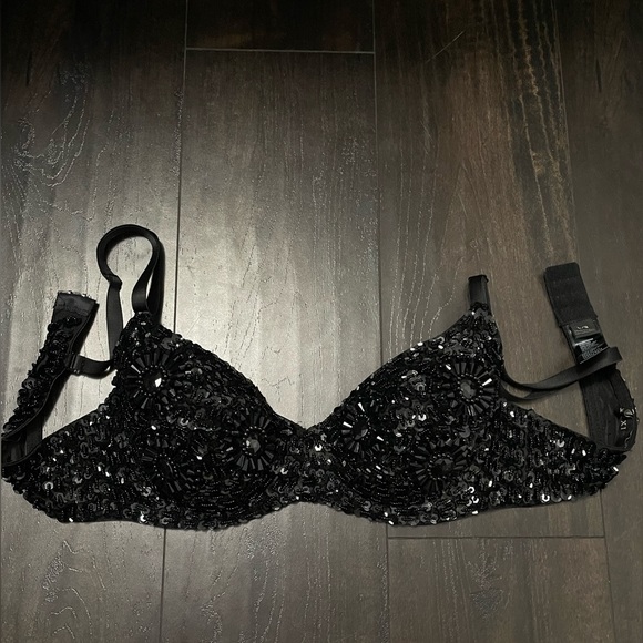 Vintage Hand-Beaded Black Bra - Picture 3 of 4
